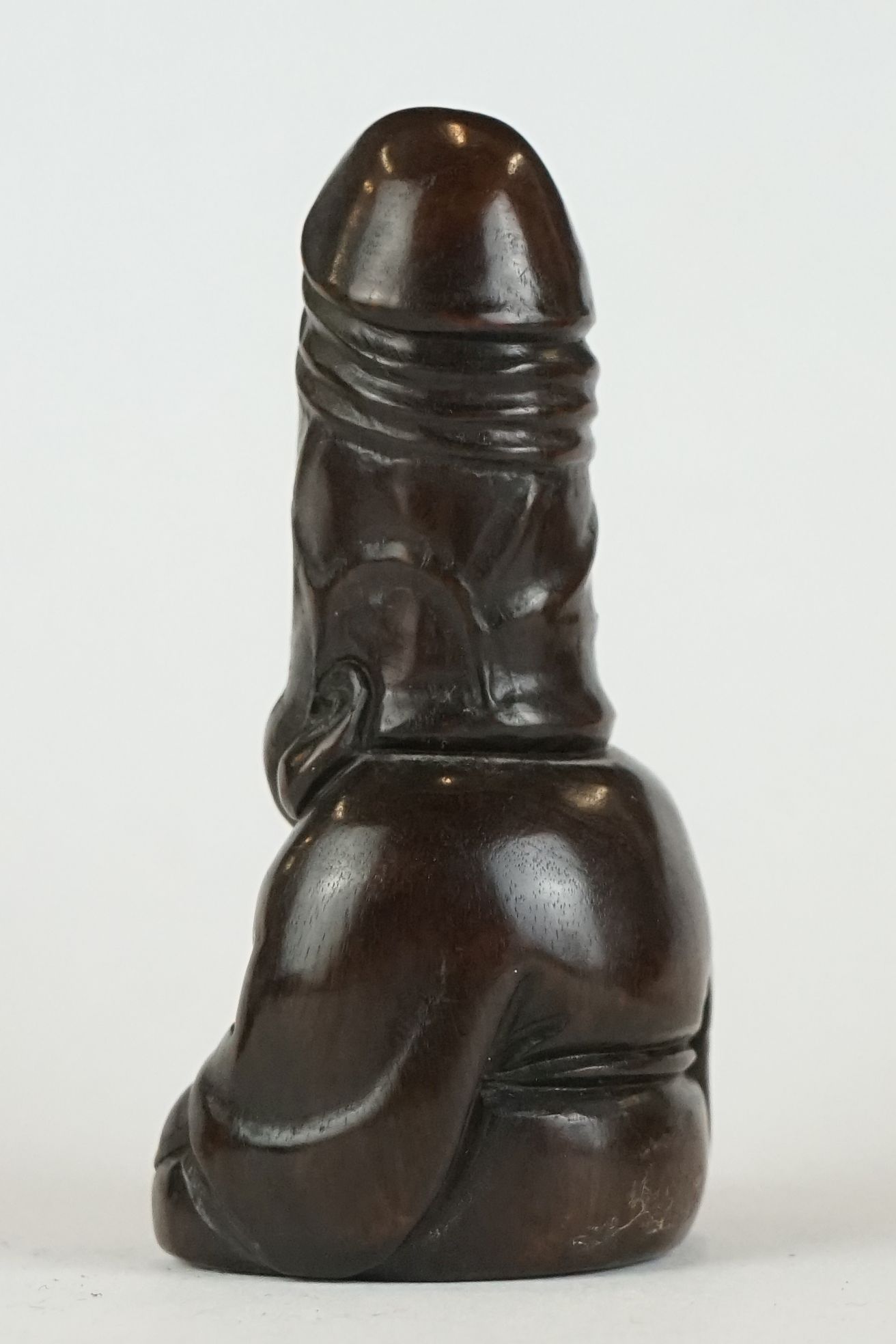 A collection of four Chinese carved wooden netsuke of figural form to include a Mermaid and a - Image 7 of 17