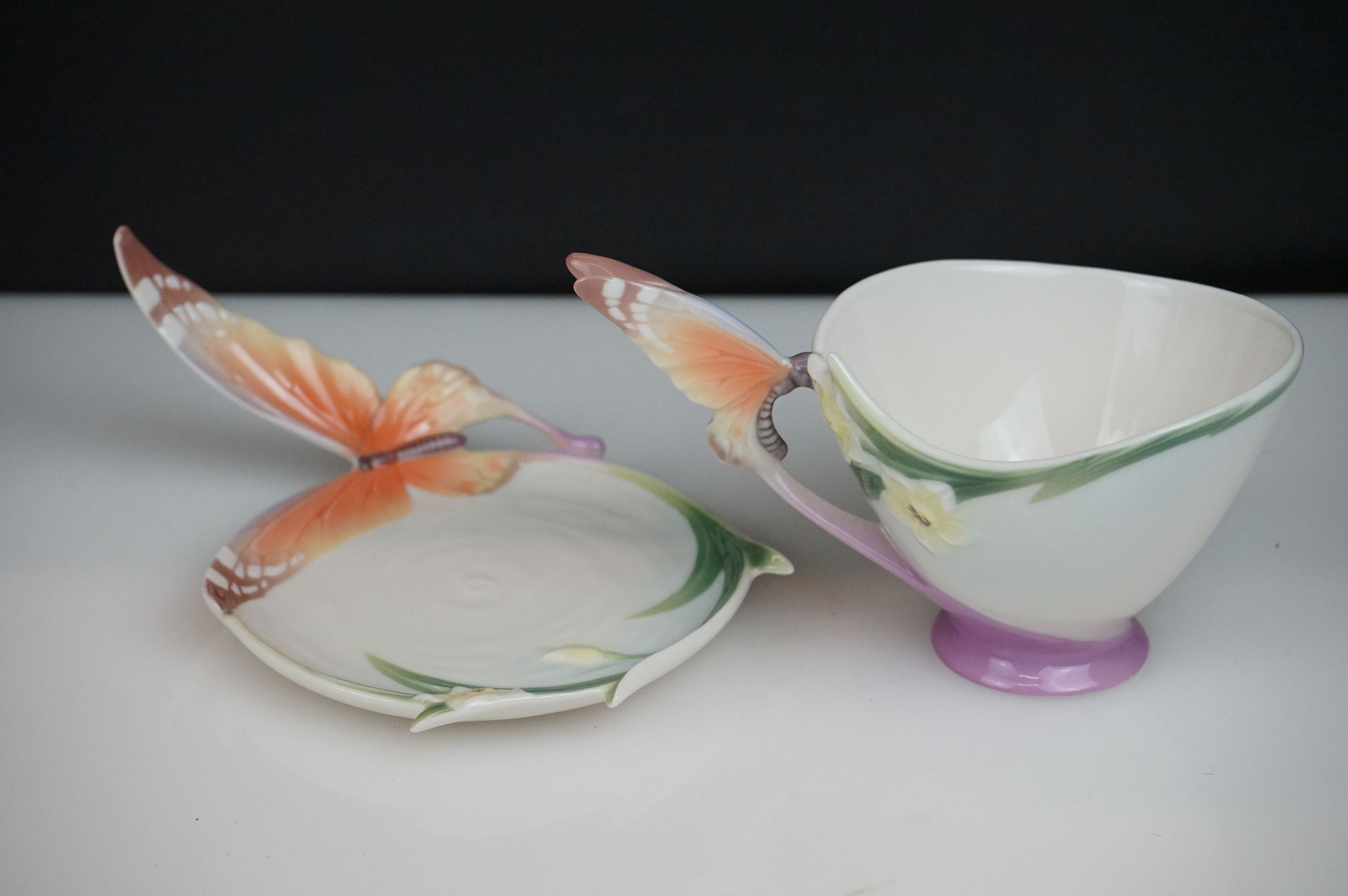Franz Porcelain ' Papillon Butterfly ' Tea Ware including Boxed Teapot, Sugar Bowl, Milk Jug, Cup, - Image 4 of 7