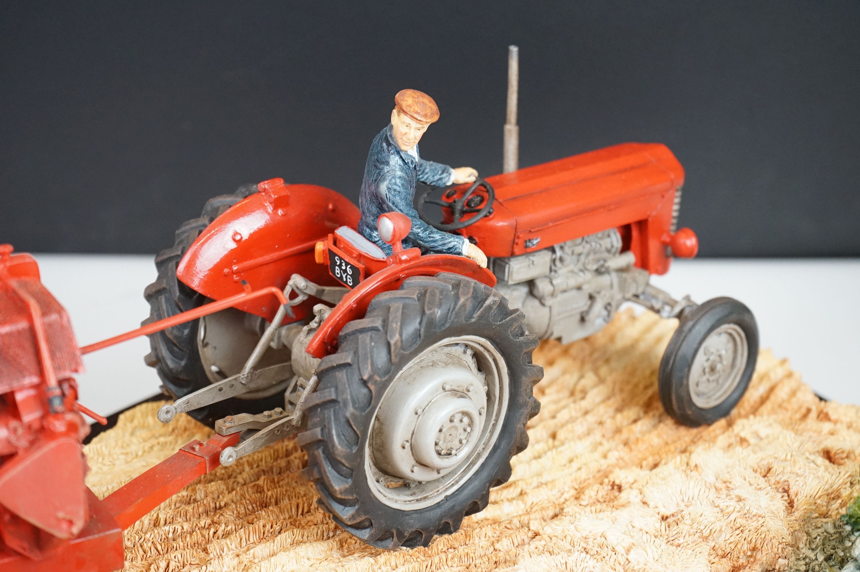 Country Artists Model of a Hay Baling titled ' Safely gathered in ' by Keith Sherwin on a wooden - Image 3 of 4