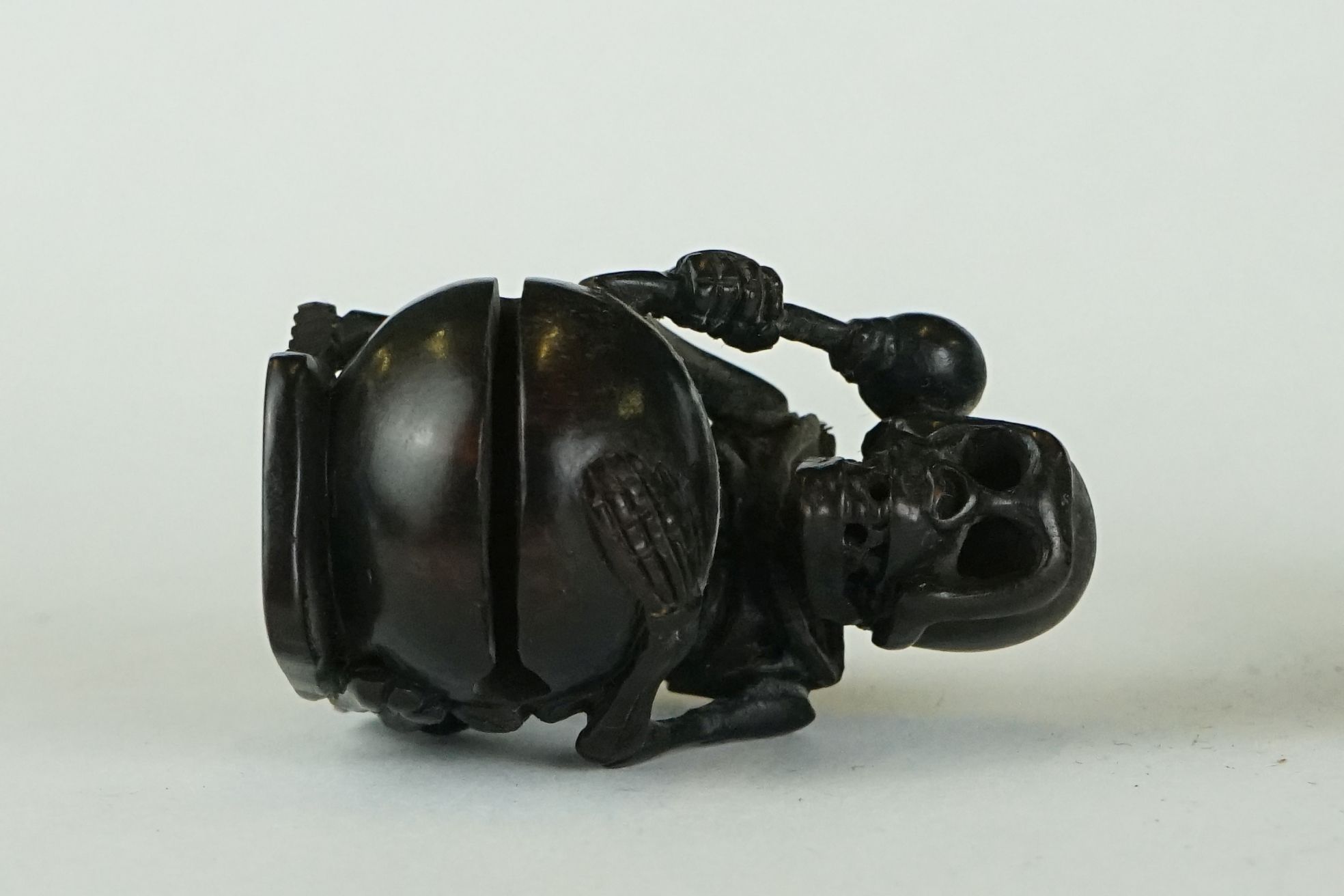 A collection of four Chinese carved wooden netsuke of figural form to include a Mermaid and a - Image 16 of 17