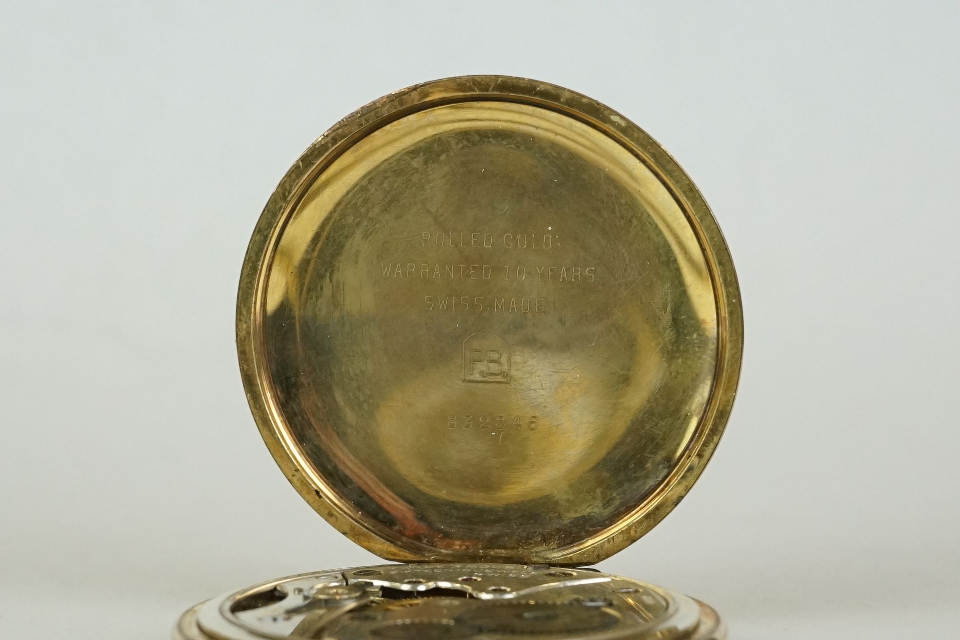 Rolled gold open faced Citadel pocket watch with gilt Albert chain - Image 5 of 5