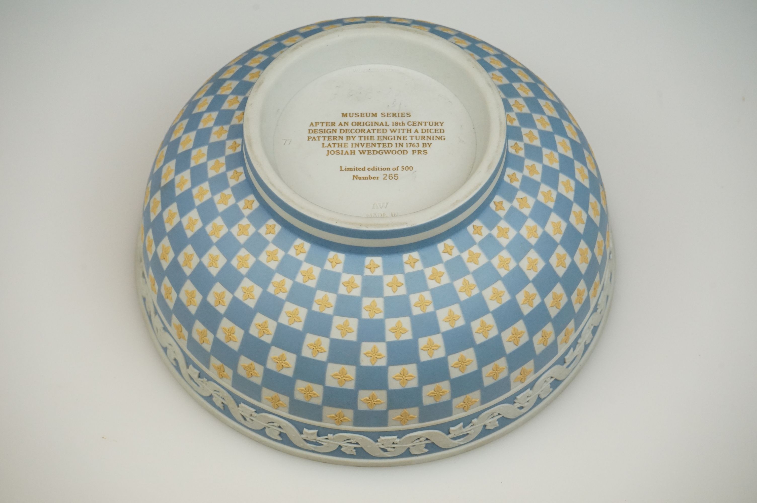 Wedgwood Museum series limited edition Bowl, after an original 18th century design with a diced - Image 2 of 3