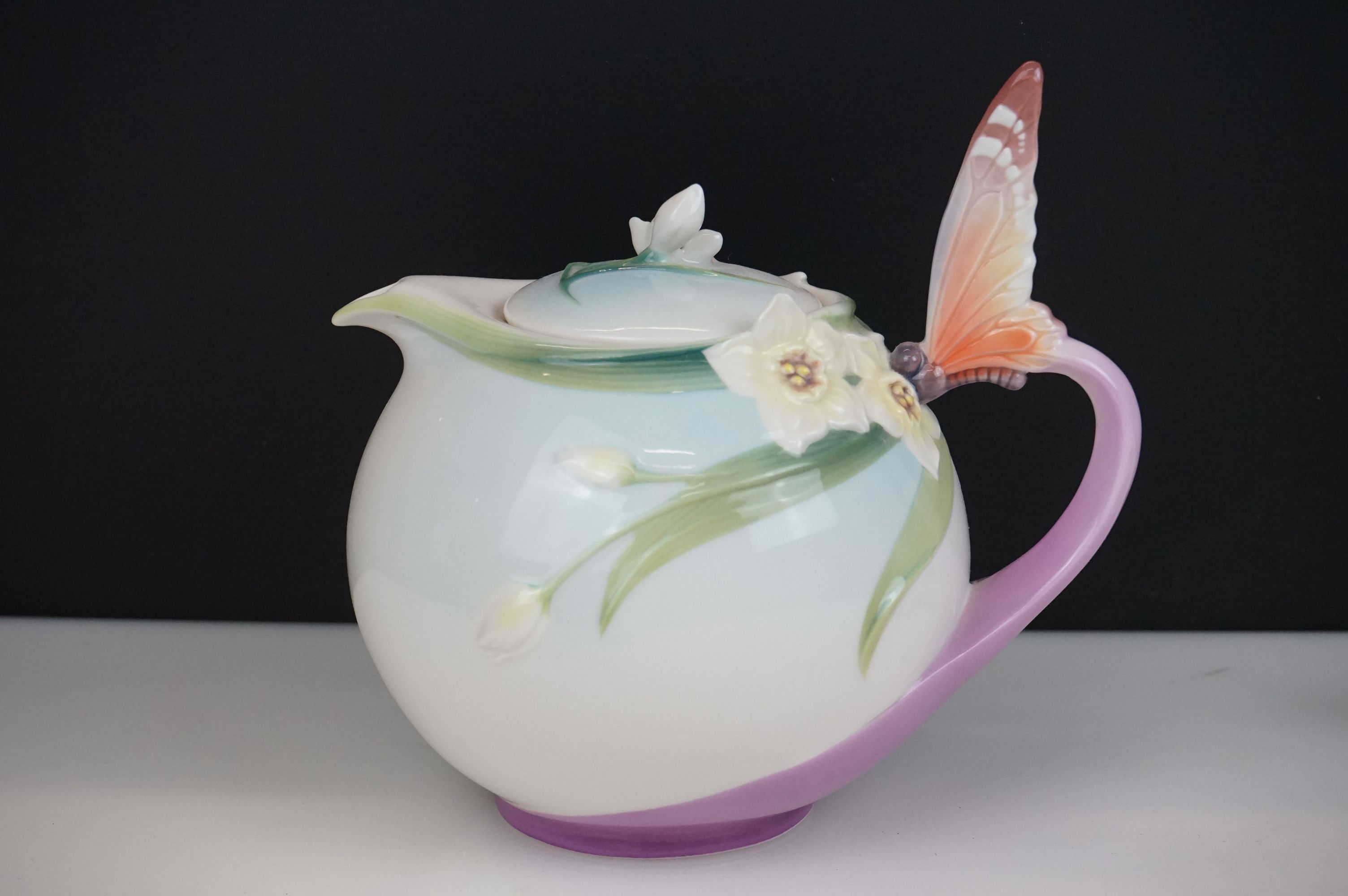 Franz Porcelain ' Papillon Butterfly ' Tea Ware including Boxed Teapot, Sugar Bowl, Milk Jug, Cup, - Image 5 of 7