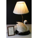 A limited edition handcrafted 'Royal Elegance' swan table lamp by Guiseppe Armani with coa