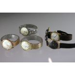 Five vintage gents watches including Oris Star, Aristo 25 Jewel automatic, Rialto, Bentina Star