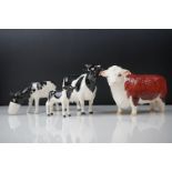 Three Beswick cattle models to include a Hereford ' CH. Of Champions ' bull, 1362A Friesian cow '