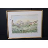 A Victor Coverley price R.A. R.B.A. 1901-1988 watercolour, Monte De Sours and PIZ,DA,CIR Dolomites