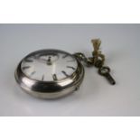 A fully hallmarked sterling silver pair cased fusee movement pocket watch with London assay mark and