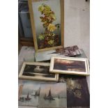 Collection of approximately Thirteen Early 20th century Oil Paintings and Watercolours, framed and