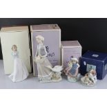 Three Lladro figures to include a boxed 7672 " It Wasn't Me! " Collectors Society dog figure, a