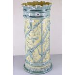 Early 20th Century Burmantofts Faience green-glazed pottery stick stand, relief decorated with