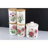 Portmeirion - Two ' Botanic Garden ' storage jars with wooden lids (21cm tall) together with 2