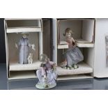 Three Boxed Lladro porcelain figures to include 6577 ' Afternoon Snack ', 6166 ' Dear Santa ' and