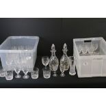Collection of cut glassware to include Royal Doulton (8 wine glasses, 5 short-stemmed wine