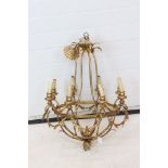 Gilt Metal Eight Branch Electrolier hung with laurel leaves, 90cm high x 63cm diameter