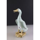 Chinese Celadon glazed Model of a Duck, character marks to base, 26cm high