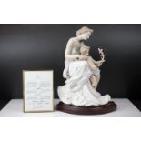 Lladro La Infancia ' Where Love Begins ' boxed porcelain figure of a mother and child feeding birds,