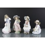 Four Boxed Lladro porcelain figures to include 6400 ' Daydreams ', 6399 ' Generous Gesture ', 6401 '