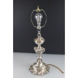 WMF Silver Plated Table Lamp of Rococo form, stamped to base, overall height 53cm