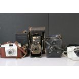 A small collection of mainly vintage photographic equipment to include a folding Kodak Eastman.