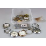 An assortment of watch and pocket watch parts to include Ingersoll and Waltham.