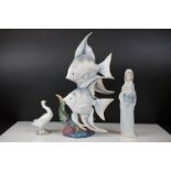 Lladro angel fish ornament model no. 6742, 37 cm tall (damage to seaweed) together with a Lladro