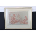 Sir William Russell Flint, 1969 Signed Print of the red chalk drawing ' Discussion ', signed in