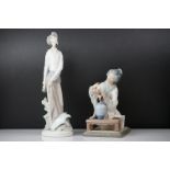 Two Lladro porcelain figures to include ' Geisha Girl Arranging Flowers ' model no. 4840, 19cm
