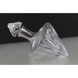 Stuart Crystal cut glass tilted decanter, with stopper, of diamond form with fluted decoration (