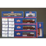 18 Boxed Bachmann OO gauge items of rolling stock to include 39576 BR Auto Trailer Maroon, 39500