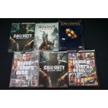 Five Game Guides featuring 4 x Brady Games (Grand Theft Auto V, 2 x Call Of Duty Black Ops, Grand