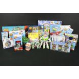 Collection of Toy Story toys featuring 2 x carded Pez Dispensers, carded Magic Scribbler, carded