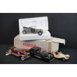 Boxed Franklin Mint Silver Ghost diecast model with certificate and paperwork, damaged windscreen,