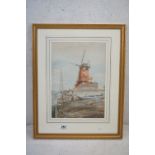 H Remmington, Early 20th century Watercolour of Windmill by Estuary, signed lower right and dated