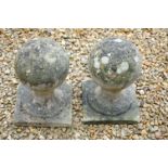 Pair of reconstituted stone gate pillar globes