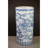 Chinese Blue and White Ceramic Stick Stand decorated with dragons, 46cm high