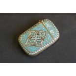 Brass cloisonné and turquoise enamel vesta case, 4.5cm long