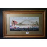 Gilt framed watercolour ' Australia Is Calling, Sydney Bridge Celebrations March 1932 '