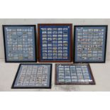 Five Framed, Glazed and Mounted Sets of Cigarette Cards including Player's ' Tom Thumb Britain's