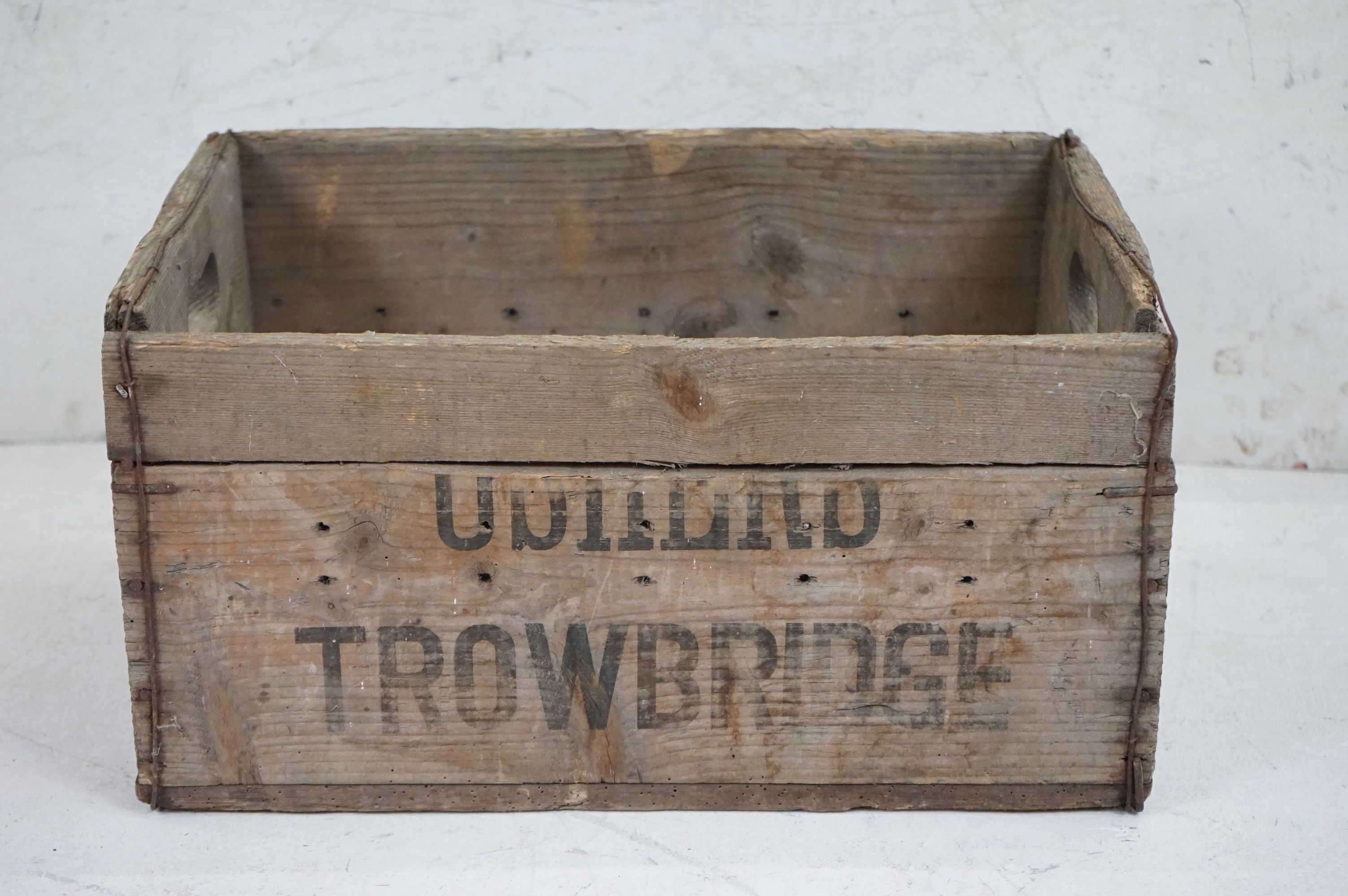 Early to Mid 20th century ' Ushers of Trowbridge ' Wooden Beer Crate, 23cm high x 44cm long