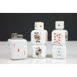 Pair of Mid century Opaque Glass Perfume Bottles in the form of Playing Cards / Dice (one full) 11cm