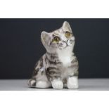 Winstanley Seated Tabby Kitten with glass eyes, 12cm long