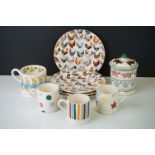 Quantity of Emma Bridgewater Ceramics to include a Spongeware Farmyard Animals lidded jar, Peter