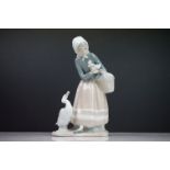 Early Lladro figure of girl with geese and goslings, etched mark to underside