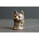 Brass vesta case in the form of a cat