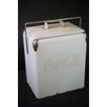 Mid century style Cooler / Cool / Ice Box, white finish and marked ' Drink Coca Cola ', 43cm high