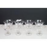 Set of 6 Stuart Crystal Sunday dishes with etched leaf decoration, together with 2 very similar