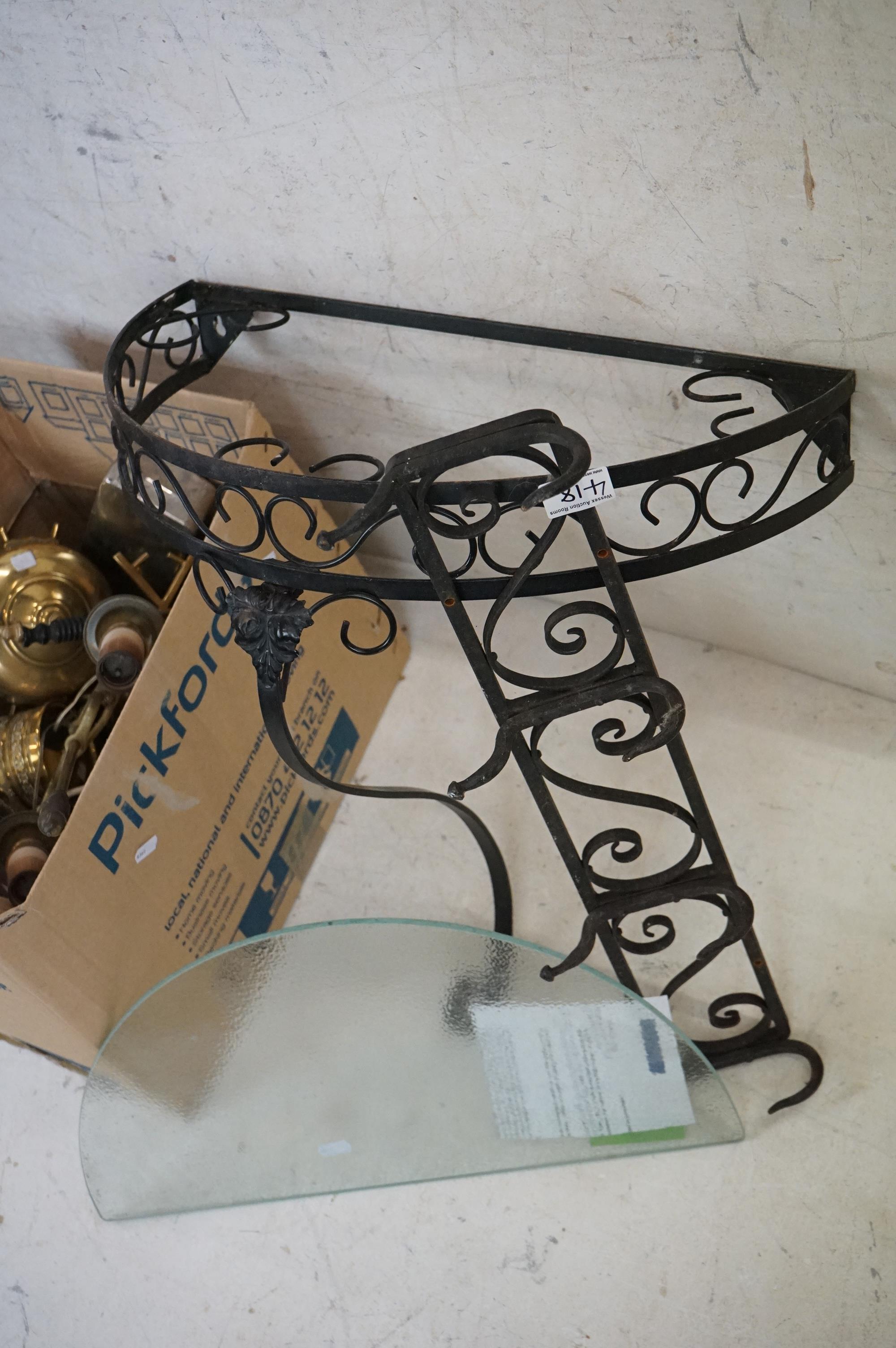 A group of mixed collectables to include Brassware, sea shells and a wrought iron coat hanger. - Image 2 of 7