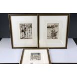 Three Arthur Rackham Prints, one titled ' Building the house for Maimie ', largest image 17.5cm x