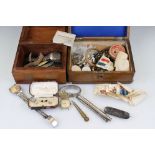 A group of mixed collectables to include watches, button hook, cufflinks and studs, silk cigarette